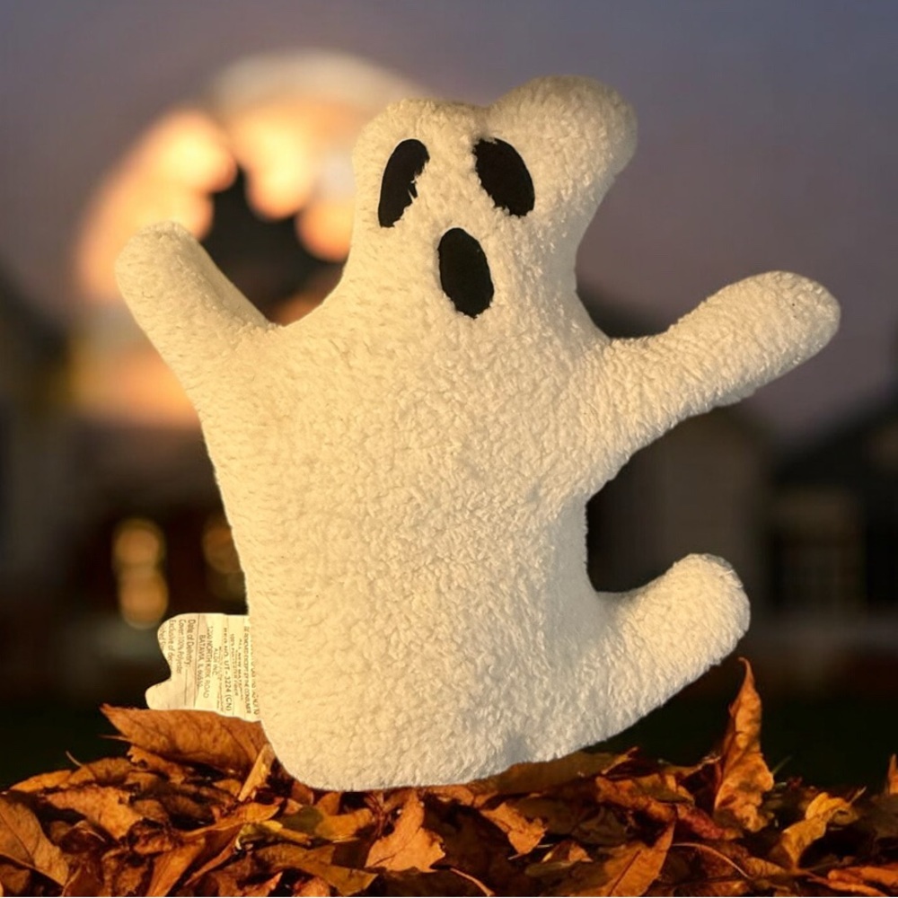Aldi Plush Ghost Throw Pillow Halloween 14”x16” Spooky Decor